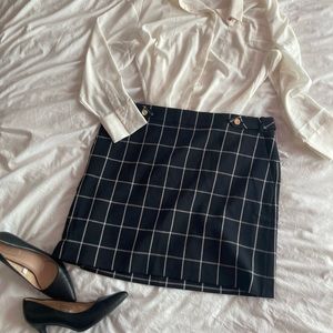 Loft Windowpane Knee Length Skirt NWT